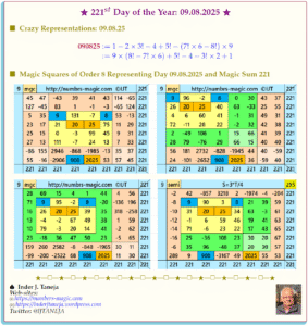 221st Day of the Year – 09.08.2025: Crazy Representations and Magic Squares of Orders 8