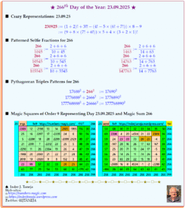 266th Day of the Year – 23.09.2025: Crazy Representations and Magic Squares of Order 9